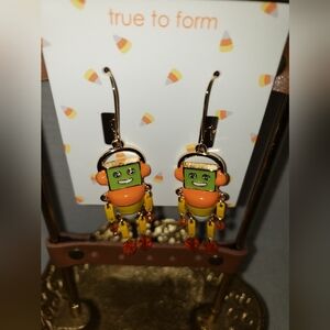 Halloween True To Form Robot Candy Corn Dangle Earrings